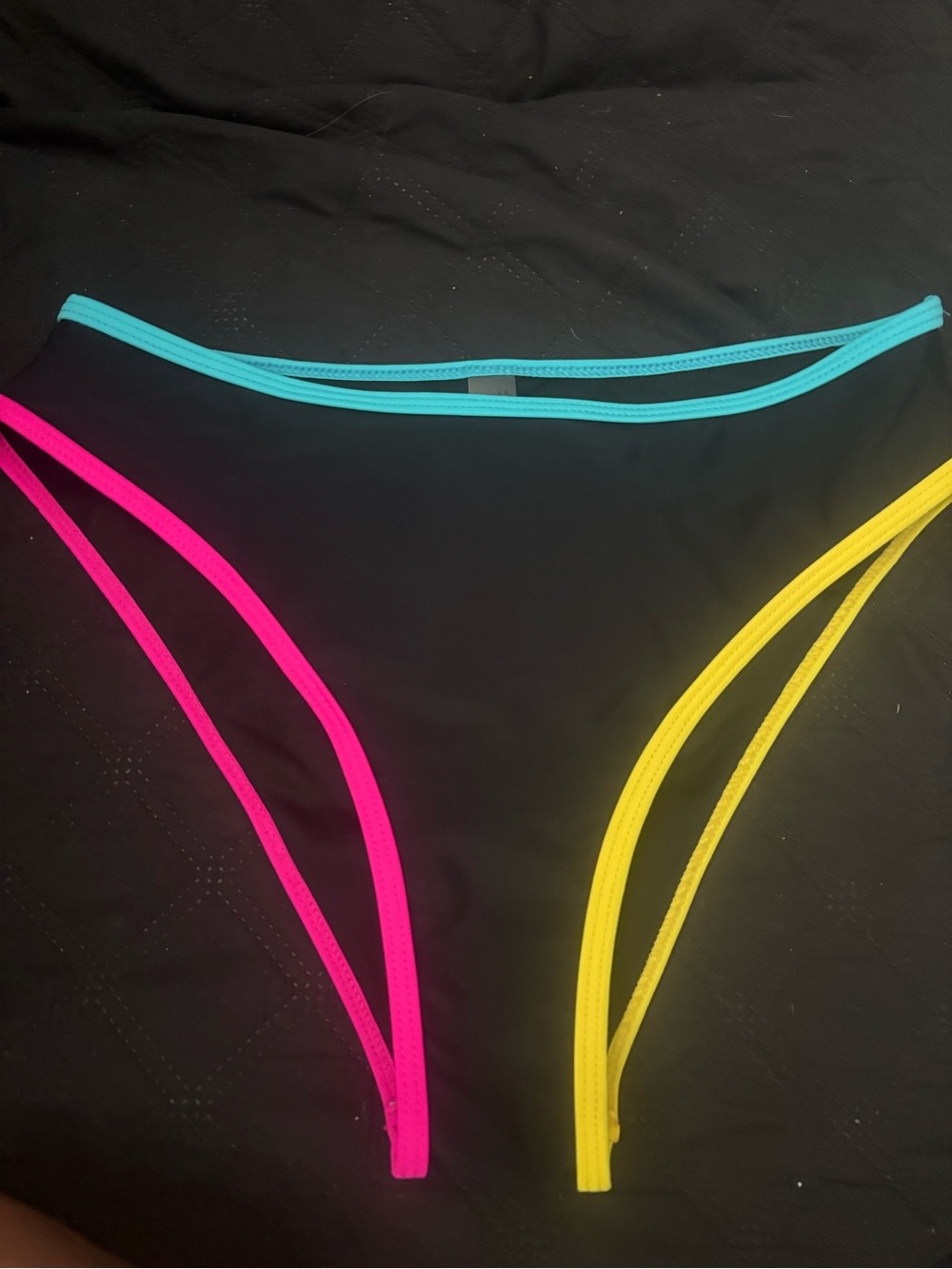 Black Bikini Bottom with Neon Trim size medium
